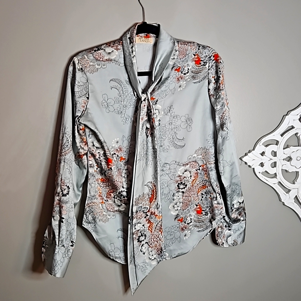 Stuart Lang painted silk look blouse